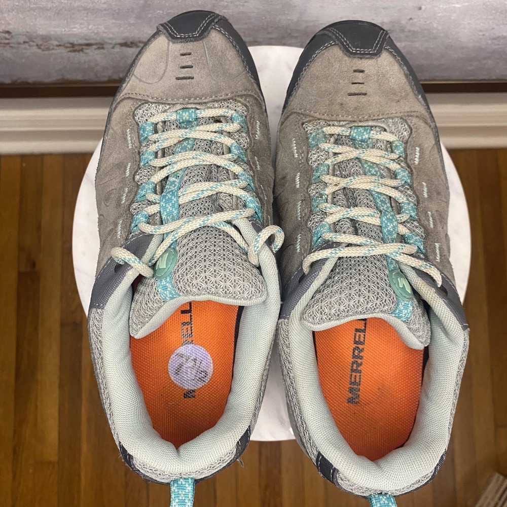 Merrell Zeolite Serge Shoes Womens Size 7.5 Gray Teal Suede Hiking Trail Sneaker - Picture 7 of 10